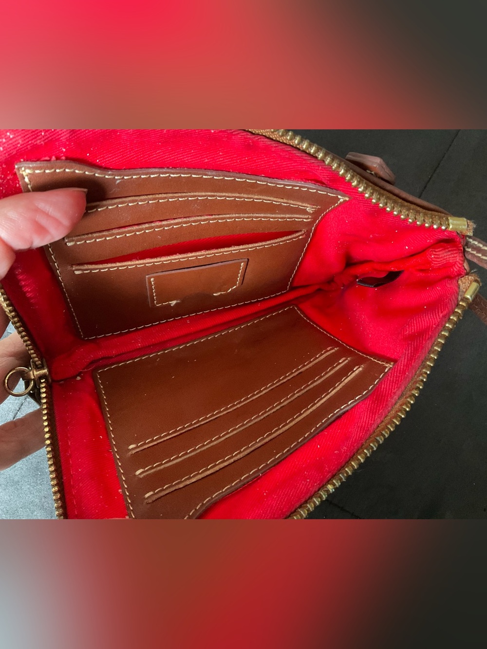 Dooney & Bourke Croc Embossed Vintage Wristlet Wallet Cognac Y2K - Picture 9 of 14